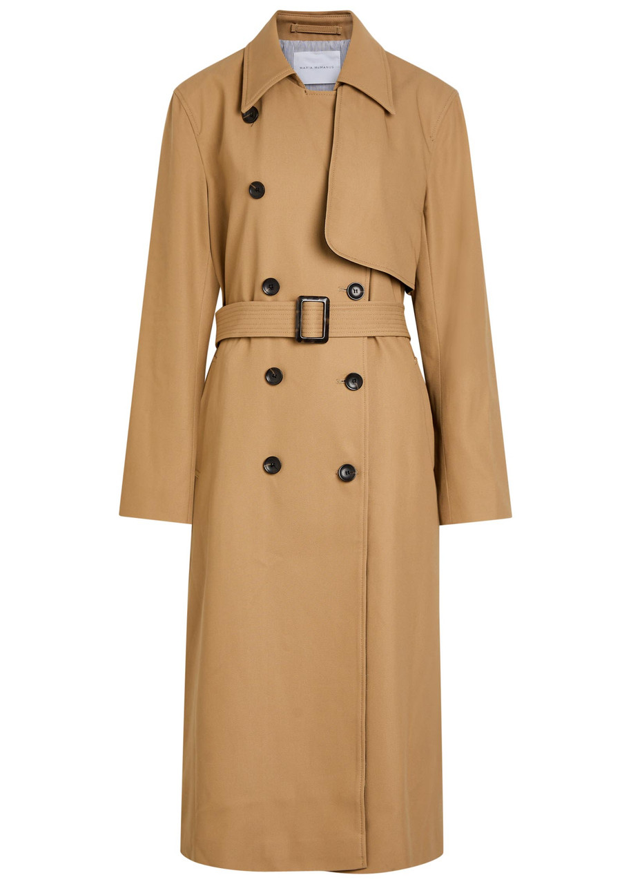Maria Mcmanus Double-breasted Cotton Trench Coat – Light Brown – 4 (UK6 / XS)