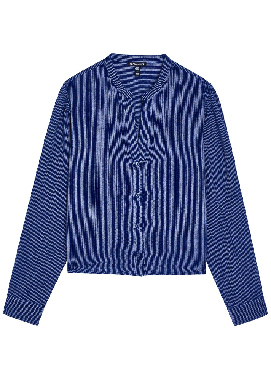 Eileen Fisher Striped Cotton Blouse – Navy – L (UK 18-20 / XL)