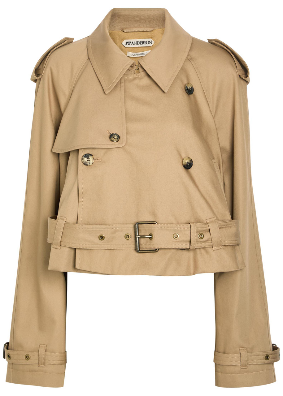 JW Anderson Belted Cropped Cotton Trench Coat – Beige – 10 (UK10 / S)