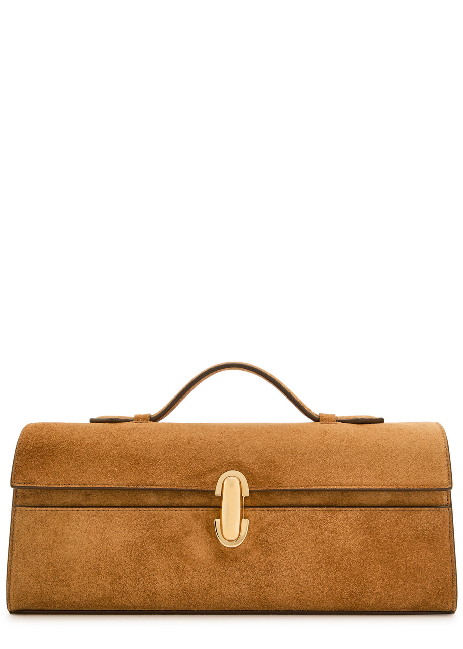 Savette Slim Symmetry Suede Pochette - Tan - One Size