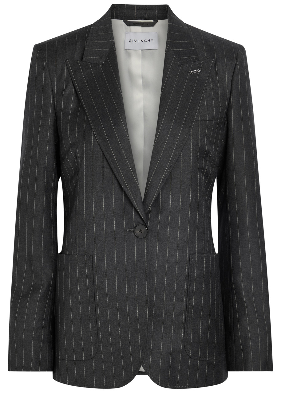 Givenchy Pinstriped Wool Blazer In Grey