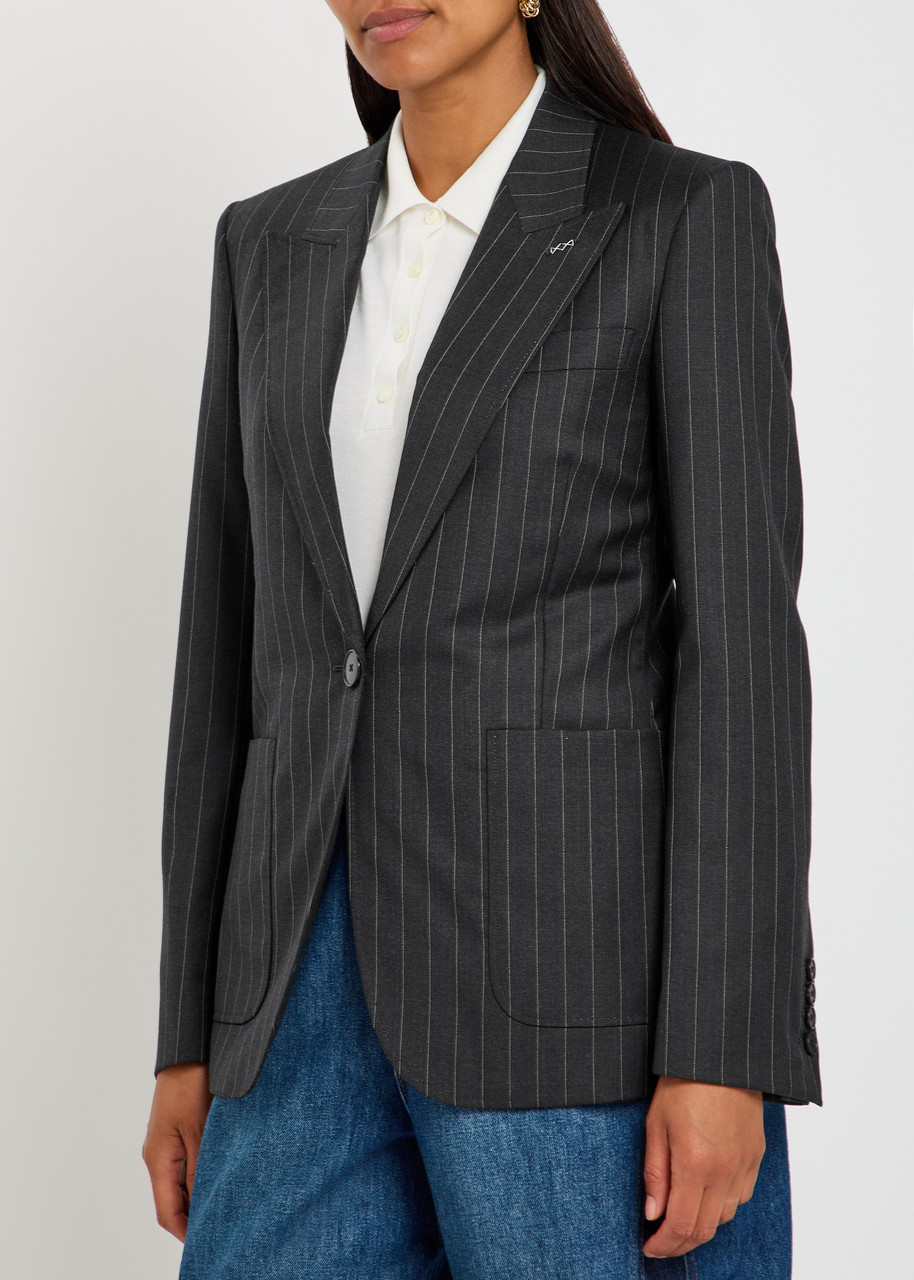 Givenchy Pinstriped Wool Blazer In Grey