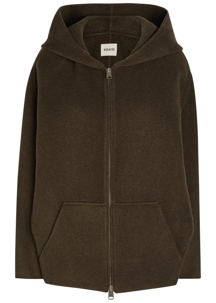 Khaite Dolem Hooded Wool Jacket In Khaki