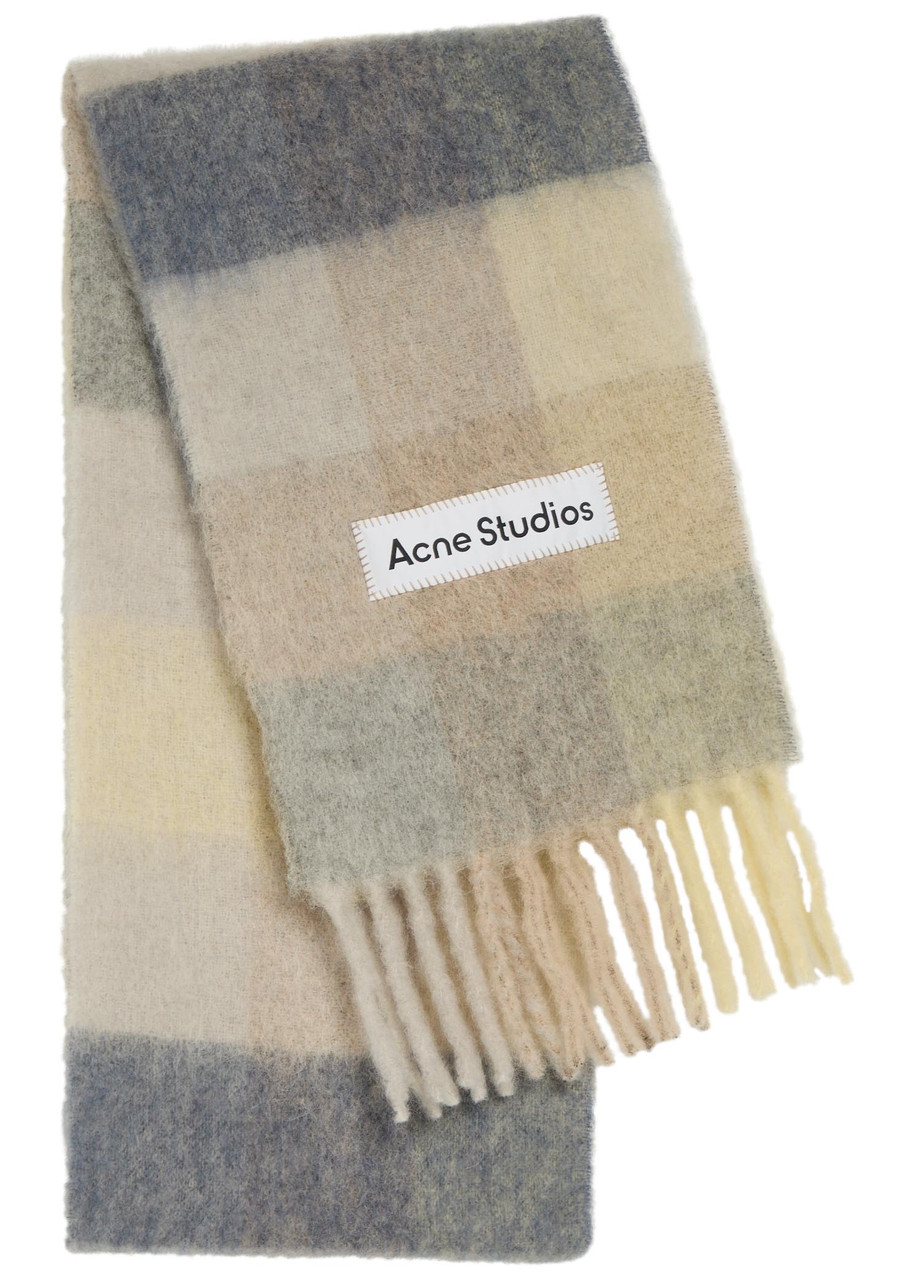 Acne Studios Vally Checked Wool-blend Scarf – White – One Size