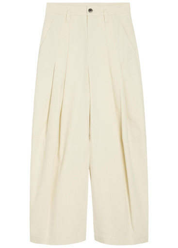 BRUNELLO CUCINELLI　コットンレーヨンパンツ　I38 BRUNELLO CUCINELLI Pleated wide-leg cotton-blend trousers | Harvey