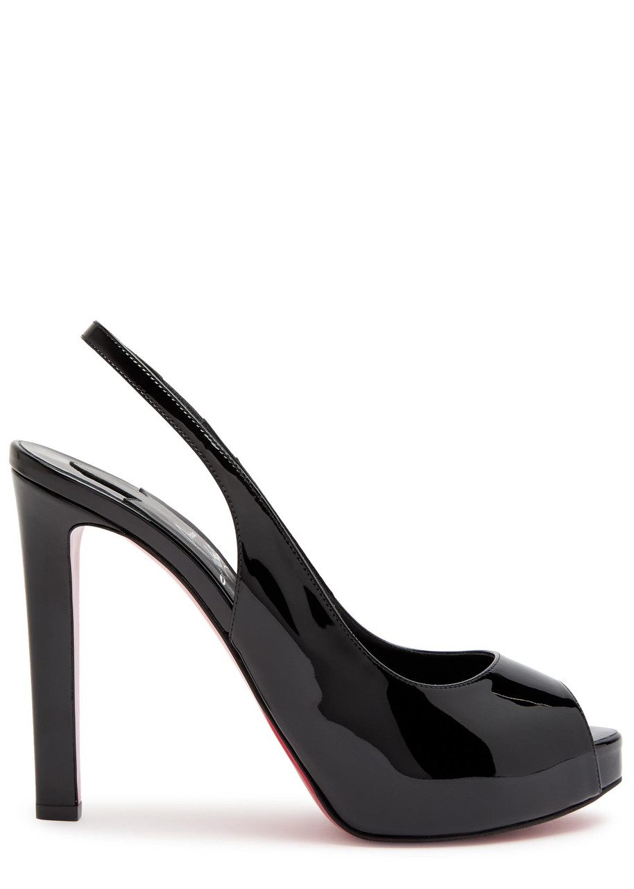 Christian Louboutin Lady Fanny 120 Patent Leather Slingback Sandals – Black – 37 (IT37/ UK4)