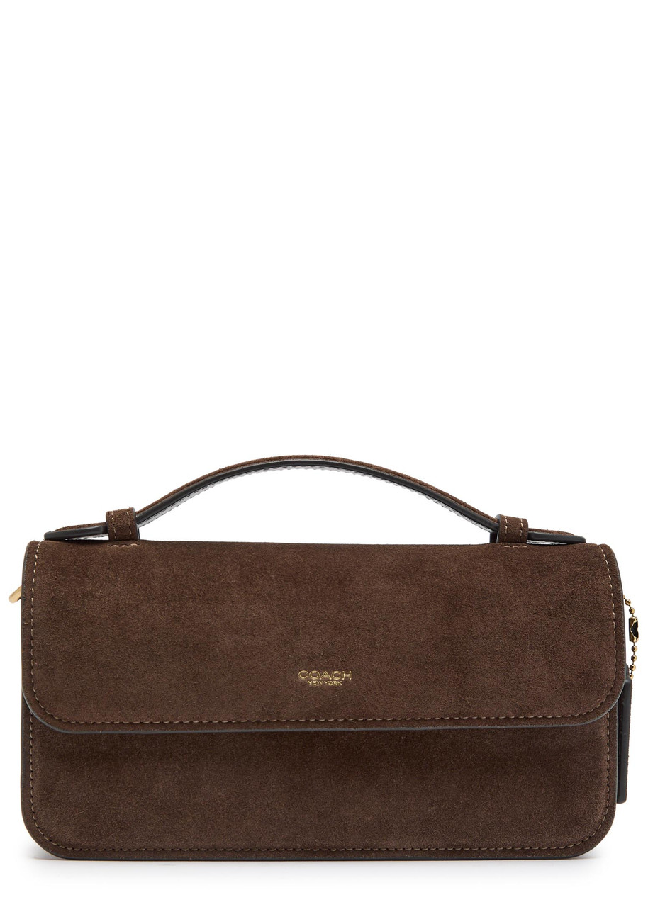Coach Elora Suede top Handle bag – Dark Brown – One Size