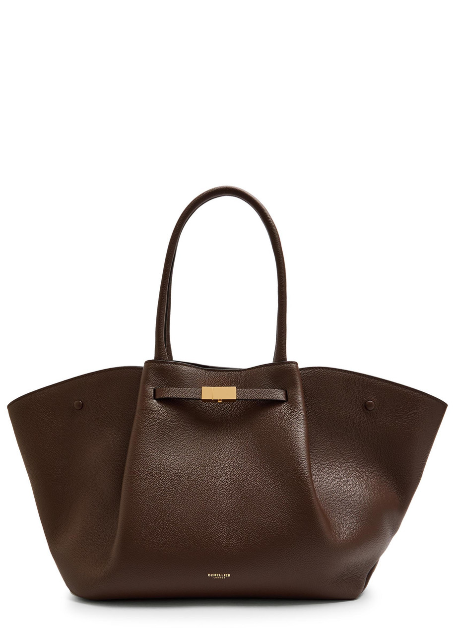 Demellier New York Grained Leather Tote - Dark Brown - One Size