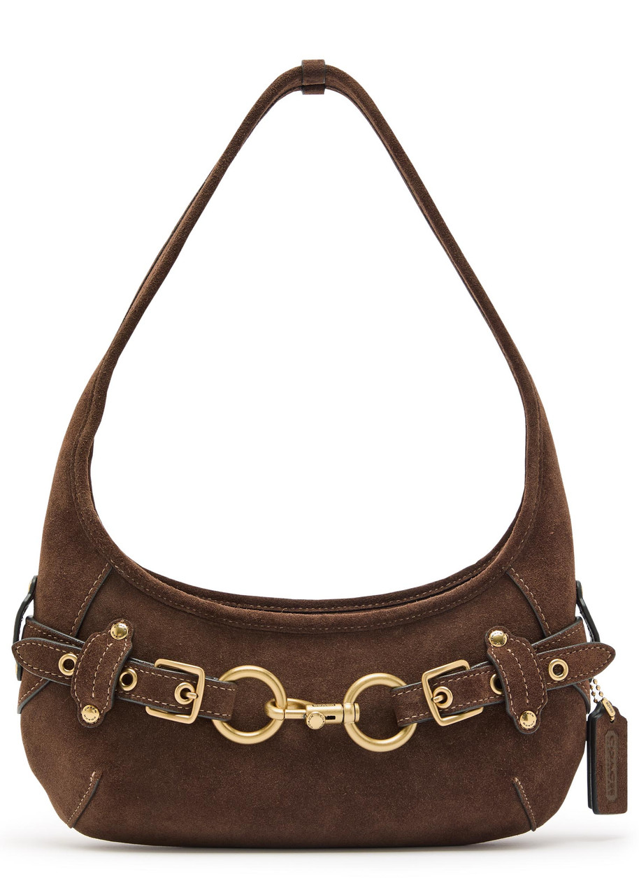 Coach Belted Ergo 26 Suede Shoulder bag – Dark Brown – One Size