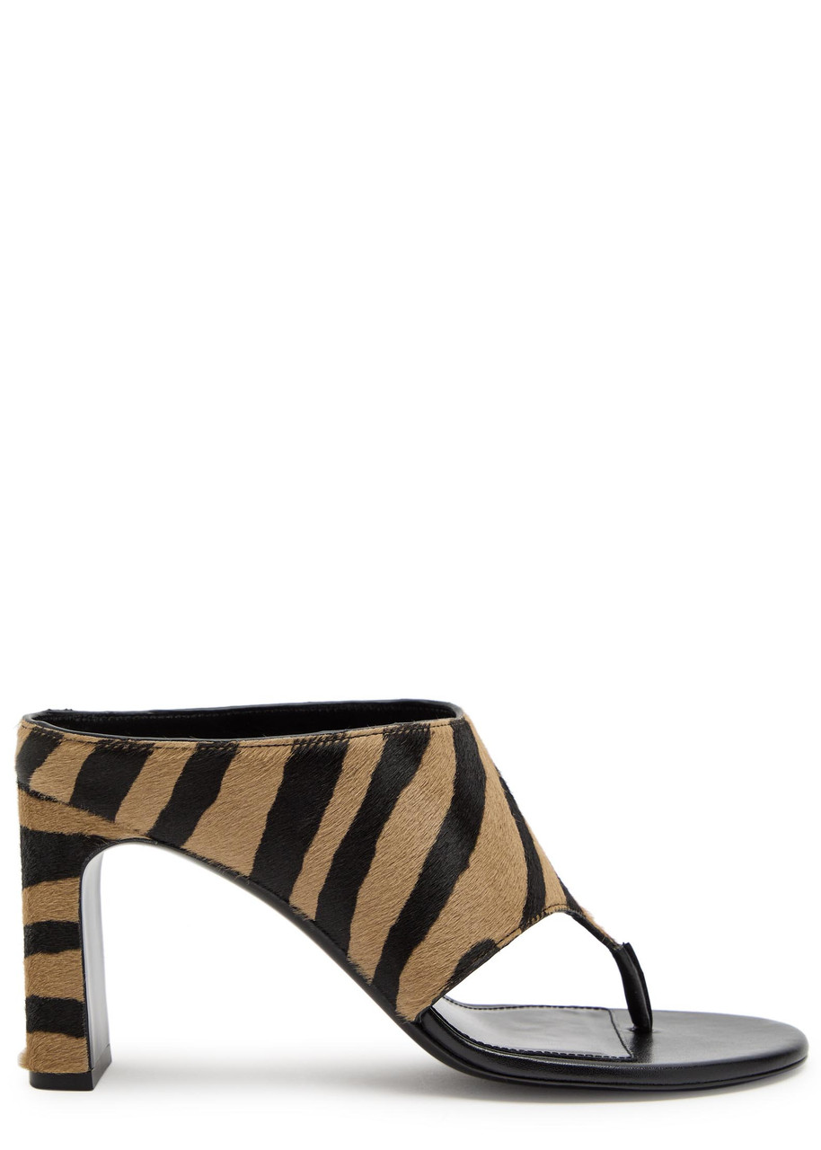 Stuart Weitzman Babette 85 Zebra-print Calf-hair Sandals – Black Other – 39 (IT39/ UK6)
