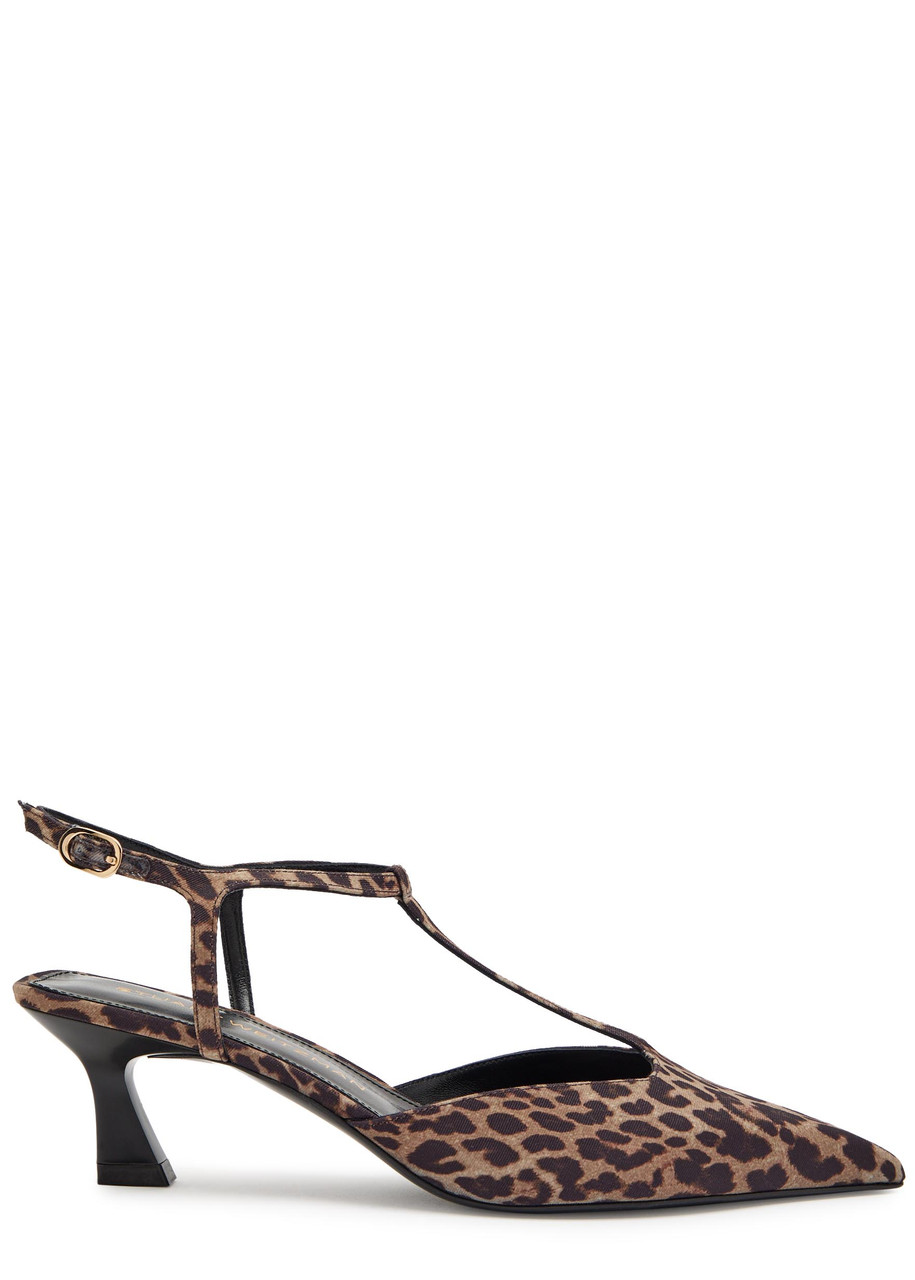 Stuart Weitzman Vinnie 50 Leopard-print Slingback Pumps – Brown Other