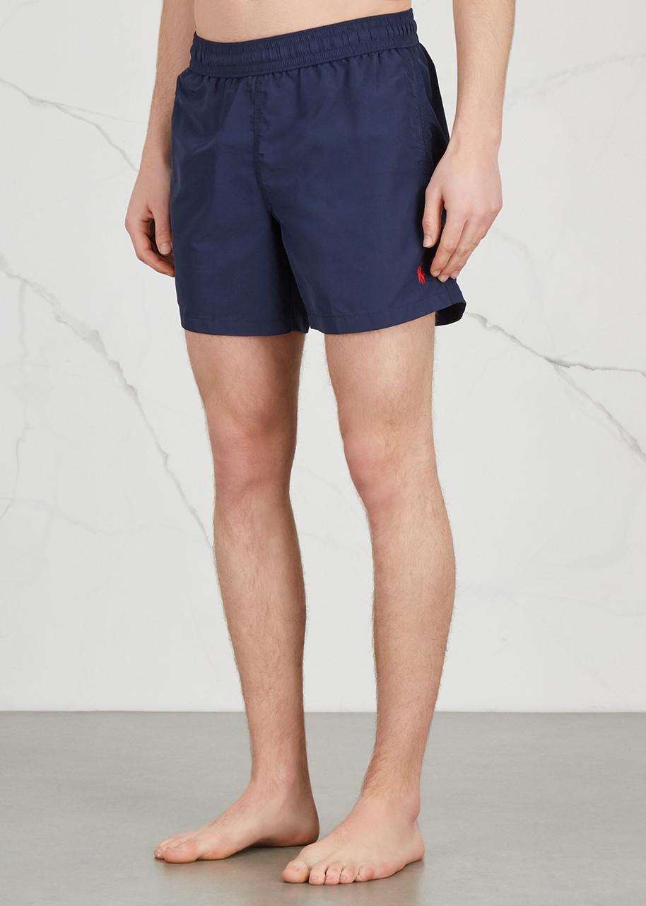 POLO RALPH LAUREN POLO RALPH LAUREN HAWAIIAN NAVY SWIM SHORTS, SHORTS, EMBROIDERED