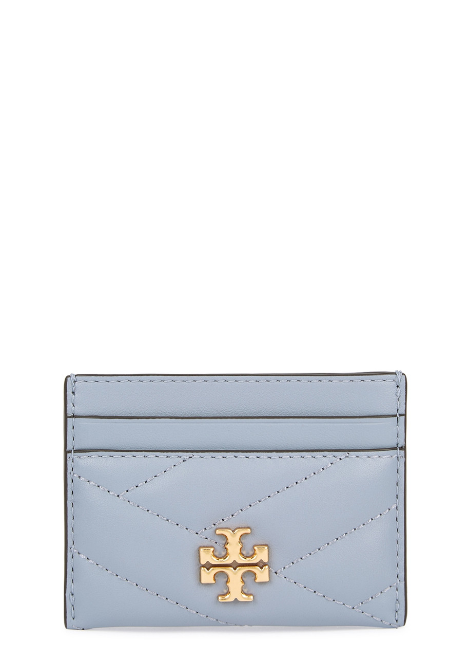 Tory Burch Logo Leather Card Holder - Light Blue
