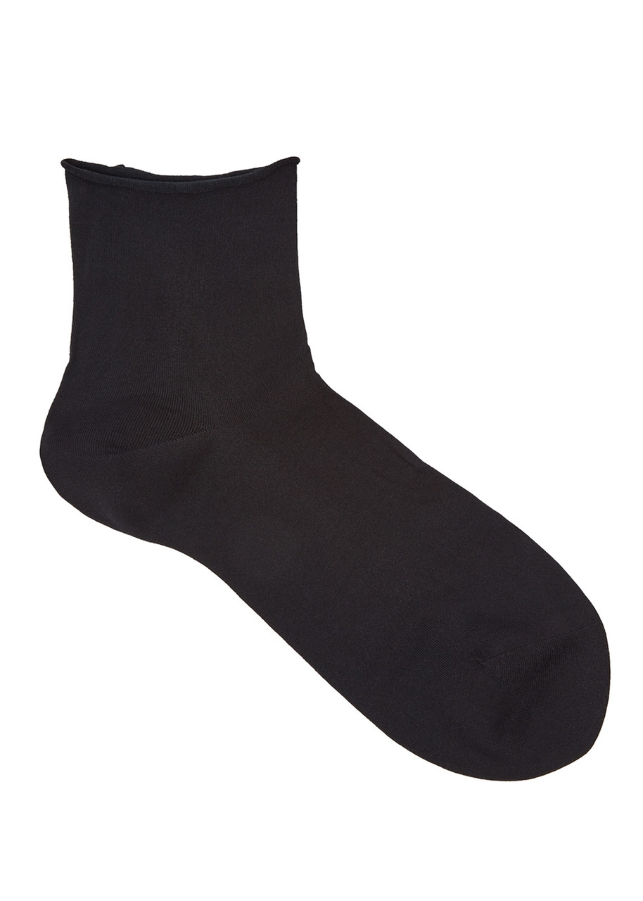 Falke Cotton Touch Fine-knit Cotton Blend Socks In Black