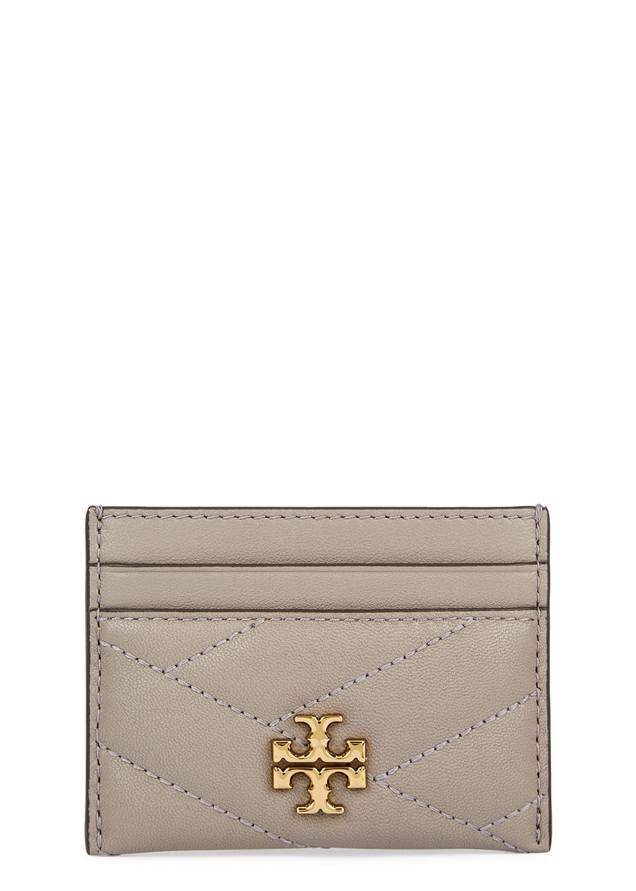 Tory Burch Logo Leather Card Holder In Neutral