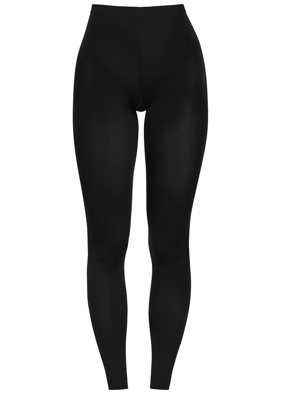 Shop Wolford Velvet 66 Black Stretch-jersey Leggings