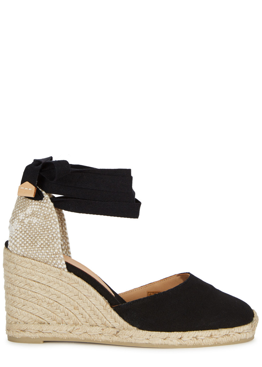 Castañer Carina 80 Canvas Wedge Espadrilles - Black - 4