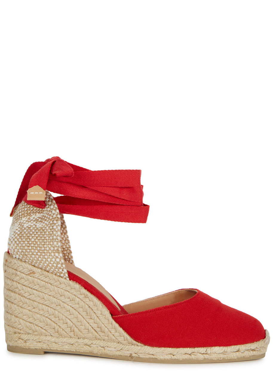 Castañer Carina 80 Canvas Wedge Espadrilles - Red - 3