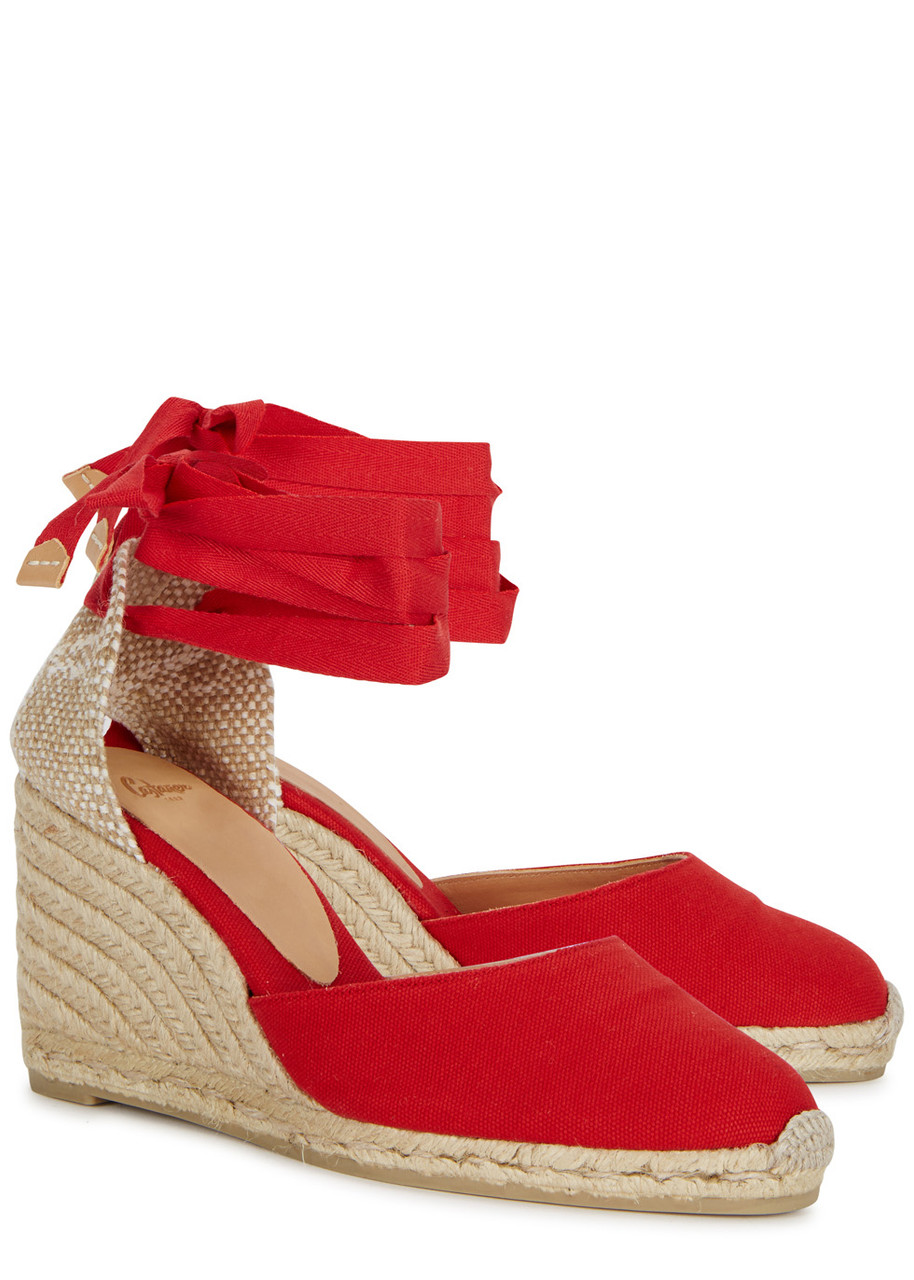  Castañer Carina 80 Canvas Wedge Espadrilles - Red - 6 