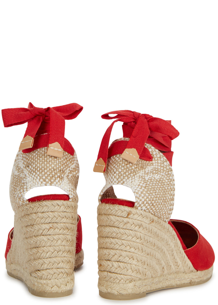  Castañer Carina 80 Canvas Wedge Espadrilles - Red - 6 