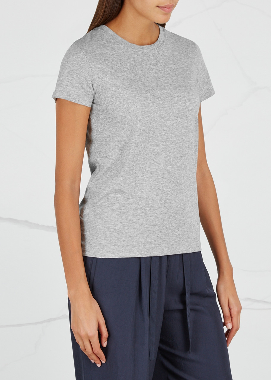 Vince Essential Crewneck Pima Cotton Tee In Grey