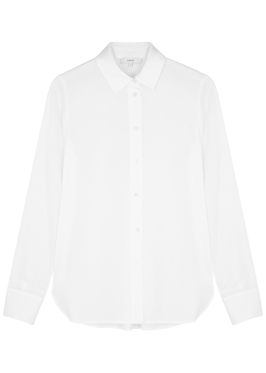 Vince Stretch-silk Shirt In White