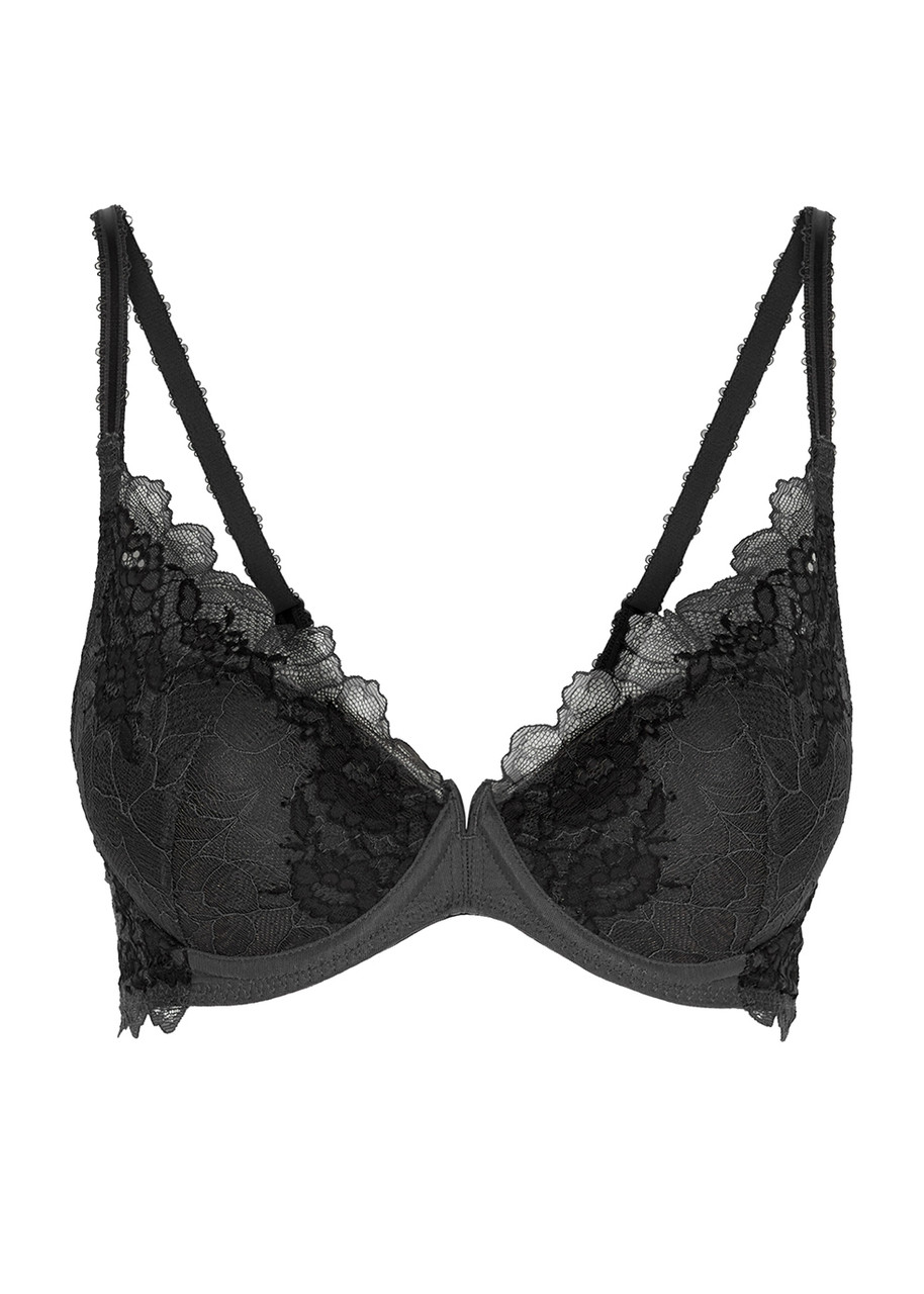 Wacoal Lace Perfection Push-up Bra In Charcoal