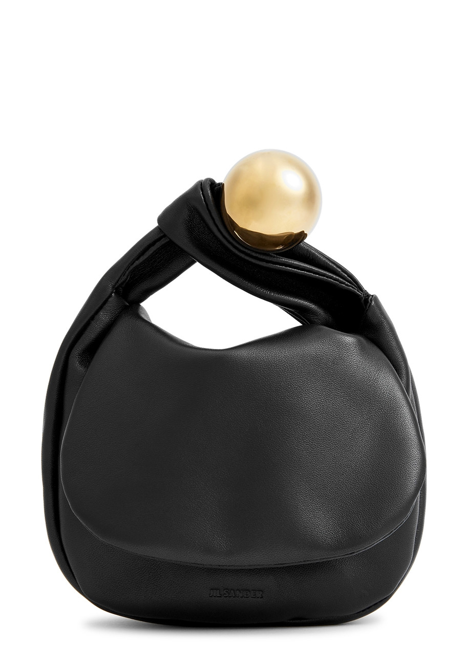 Jil Sander Sphere Small Cream Leather Clutch - Black - One Size