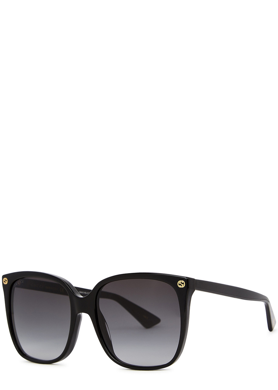 Gucci Black Oversized Sunglasses, Sunglasses, Black, Grey Lenses