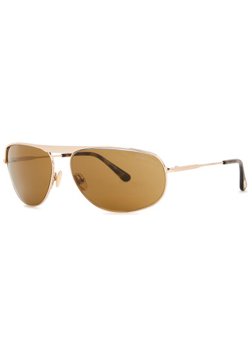 Tom Ford Gabe Black Rectangle-frame Sunglasses In Gray