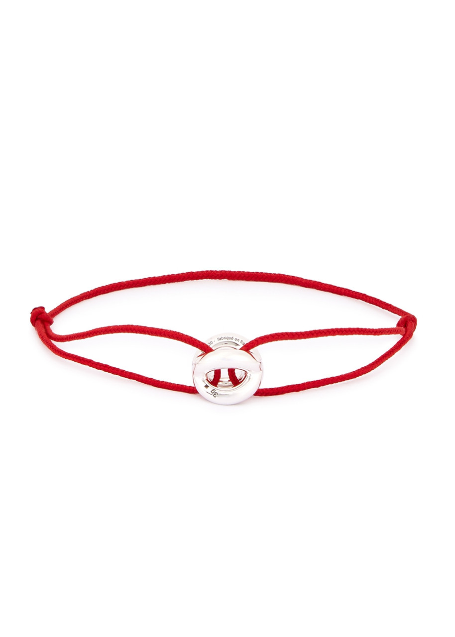 LE Gramme 3g Polished Sterling Silver Entrelacs red Cord Bracelet