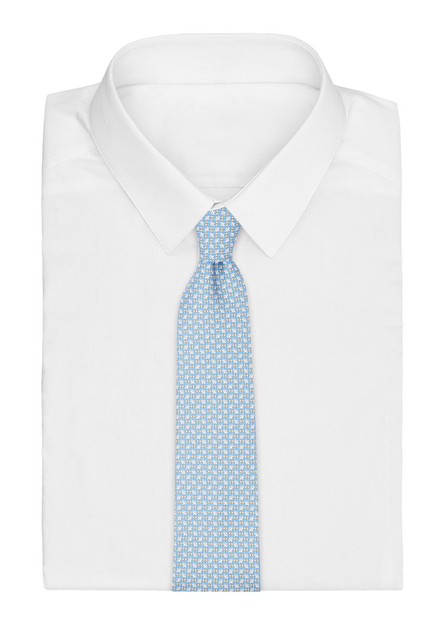  Ferragamo Sf Elephant Tie - Blue - One Size 