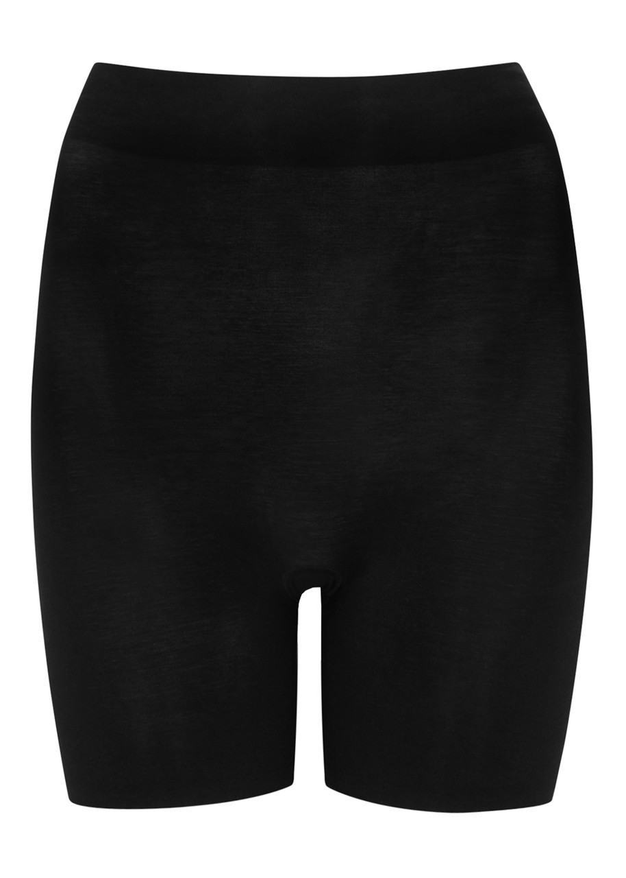 Wolford Black Stretch Cotton Control Shorts - 6