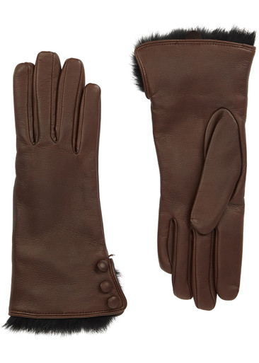 DENTS Sophie fur-trimmed leather gloves | Harvey Nichols
