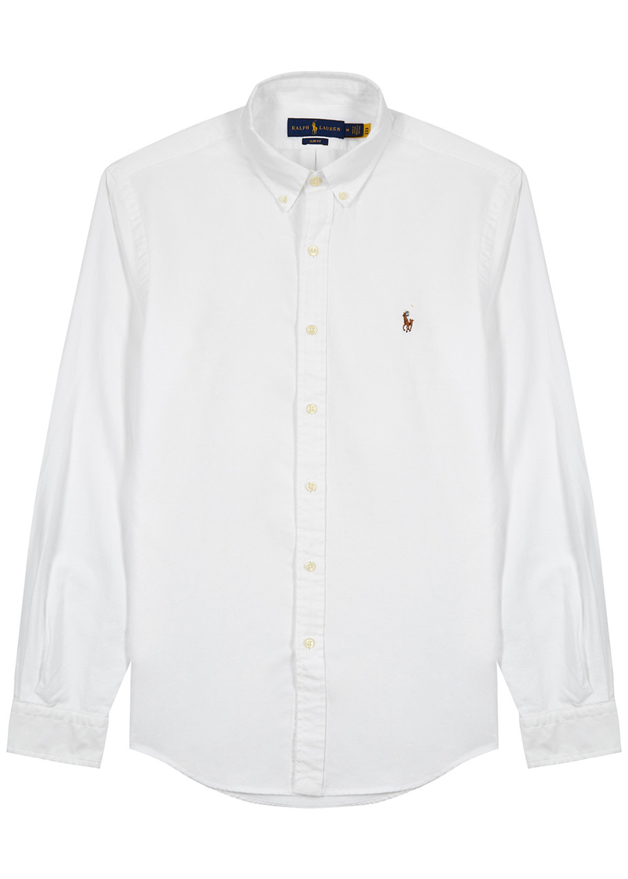 Polo Ralph Lauren Slim Fit White Cotton Shirt With Embroidered Logo In White