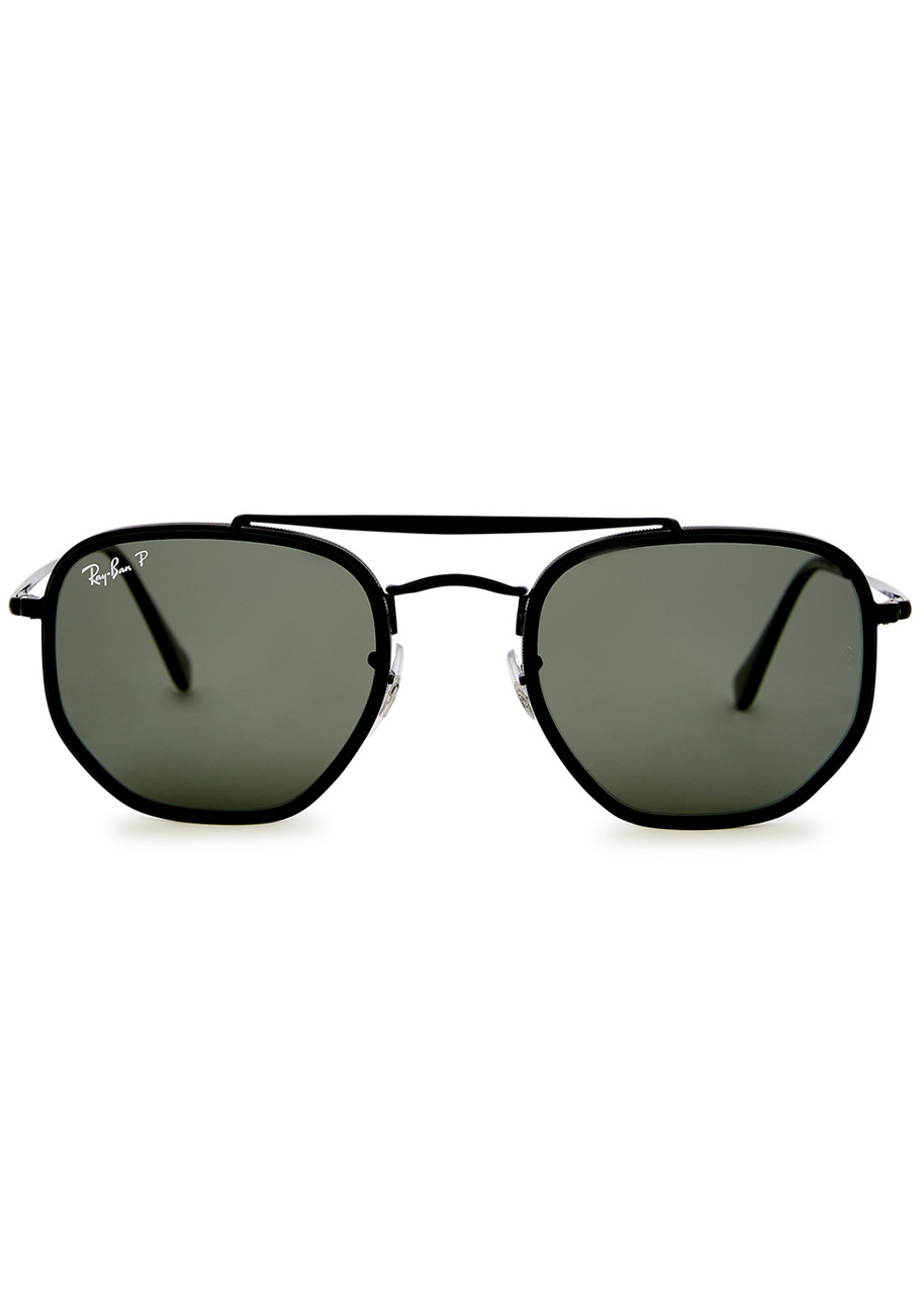  Ray-ban - The Marshal Ii Polarised Aviator Sunglasses, Sunglasses, Black, Metal, Dark Grey Lenses, High End Sunglasses, 100% Uv Protection 