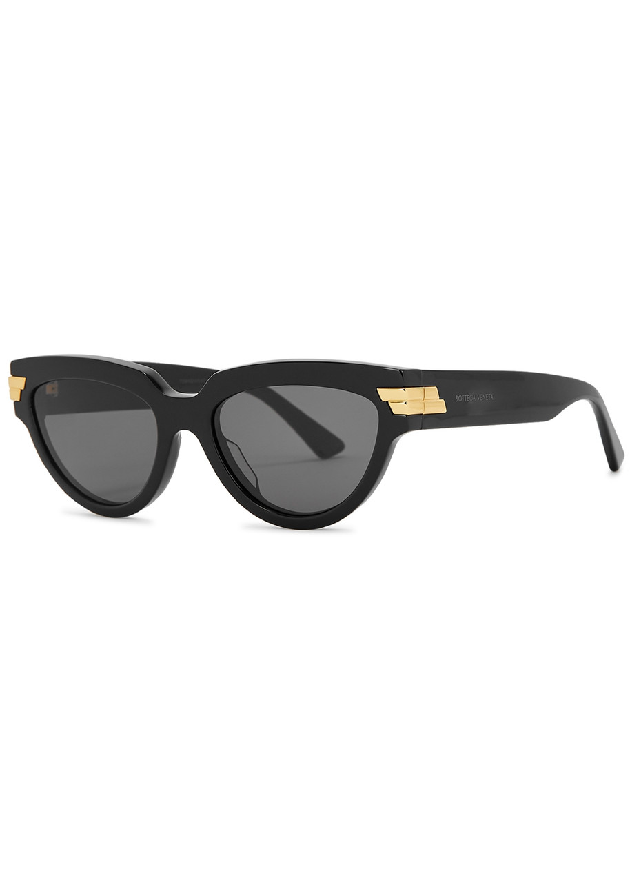 Bottega Veneta Black Cat-eye Sunglasses, Sunglasses, Black & Grey