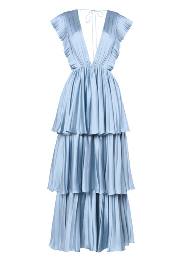 true decadence light blue pleated tiered midaxi dress Boho Maxi Dress Bluebird Print 