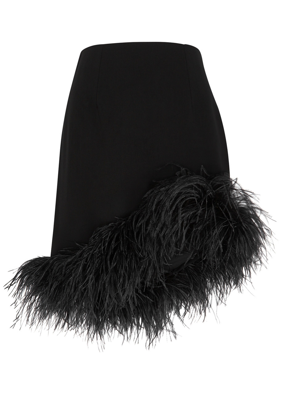 16 Arlington Vivien Black Feather-trimmed Mini Skirt - 10
