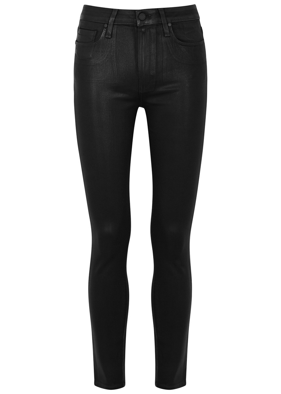 Paige Hoxton Ankle Black Coated Skinny Jeans - W23