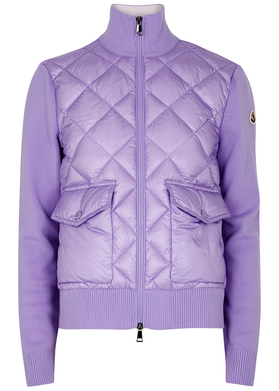 Moncler Lilac Wool and Quilted Shell Jacket - S