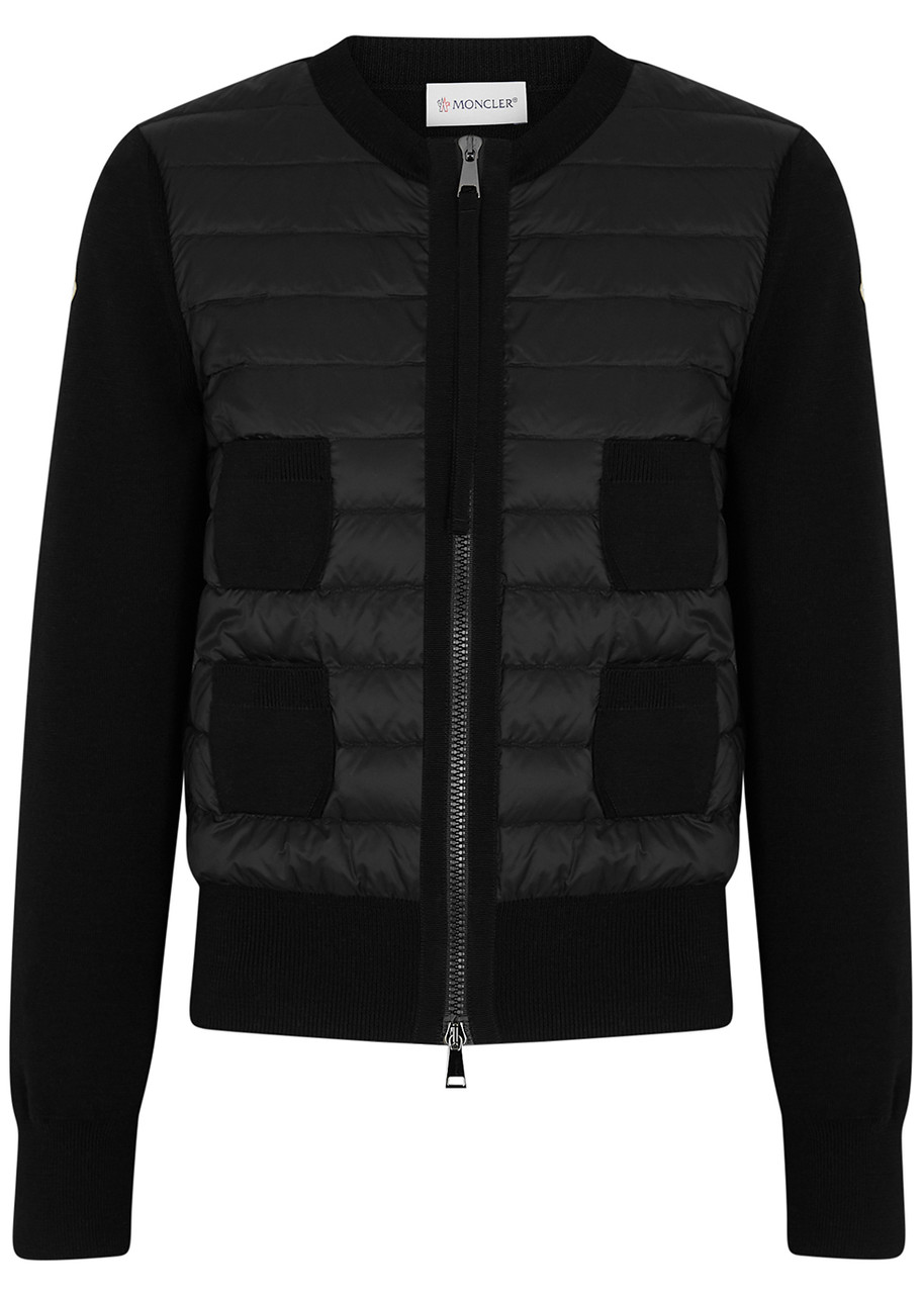 Moncler Quilted Shell and Wool Jacket - Black - XS