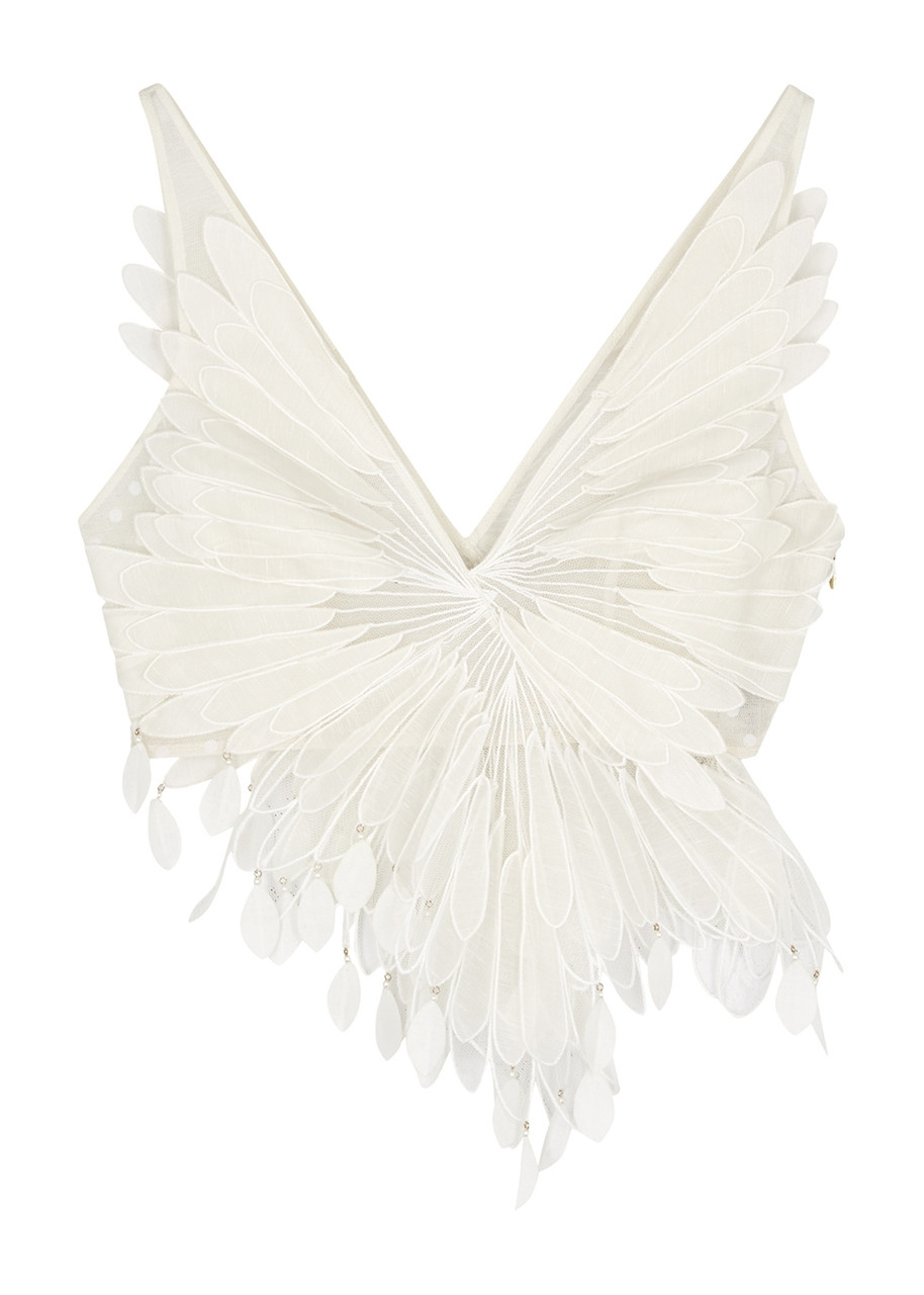 Zimmermann Rhythmic Ivory Appliquéd Tulle top - 0 (UK8)