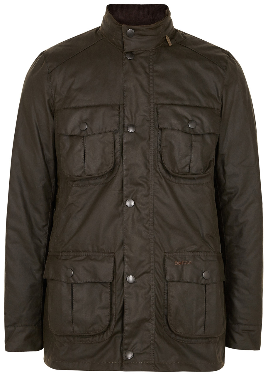 Barbour Corbridge Dark Olive Waxed Cotton Jacket - M
