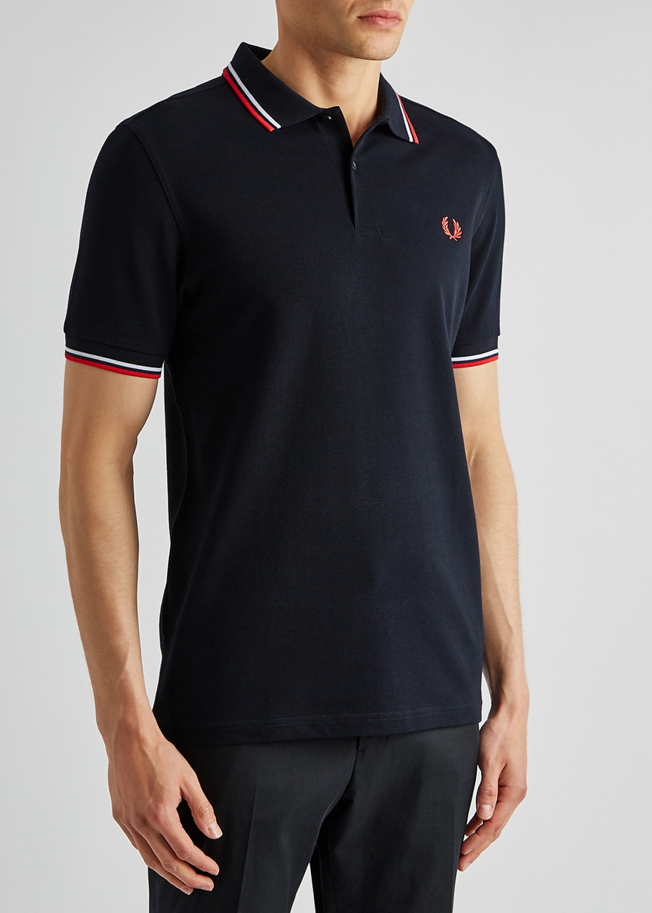 Fred Perry Slim Fit Twin Tipped Polo Navy, White & Red In Multicoloured