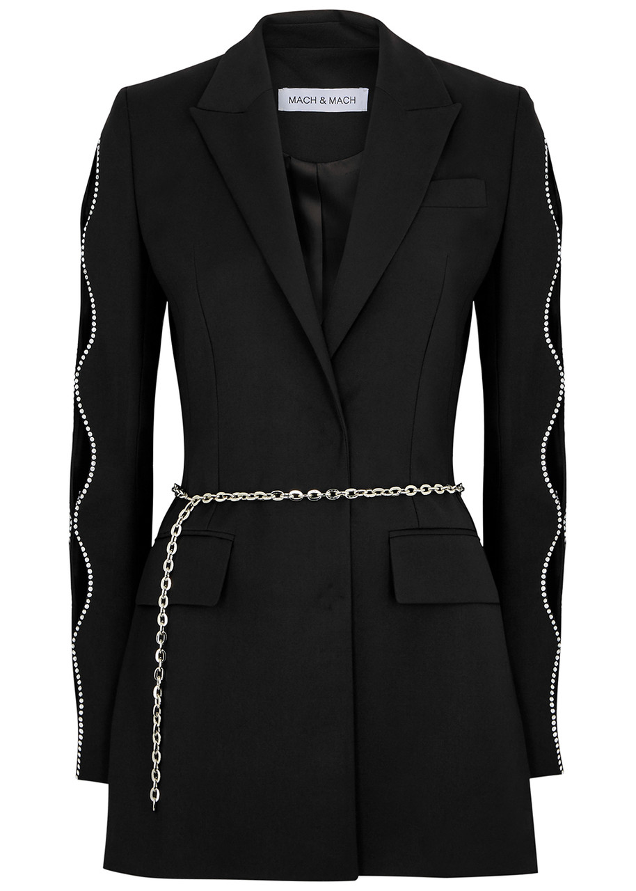 Mach & Mach Crystal-embellished Blazer Dress In Black