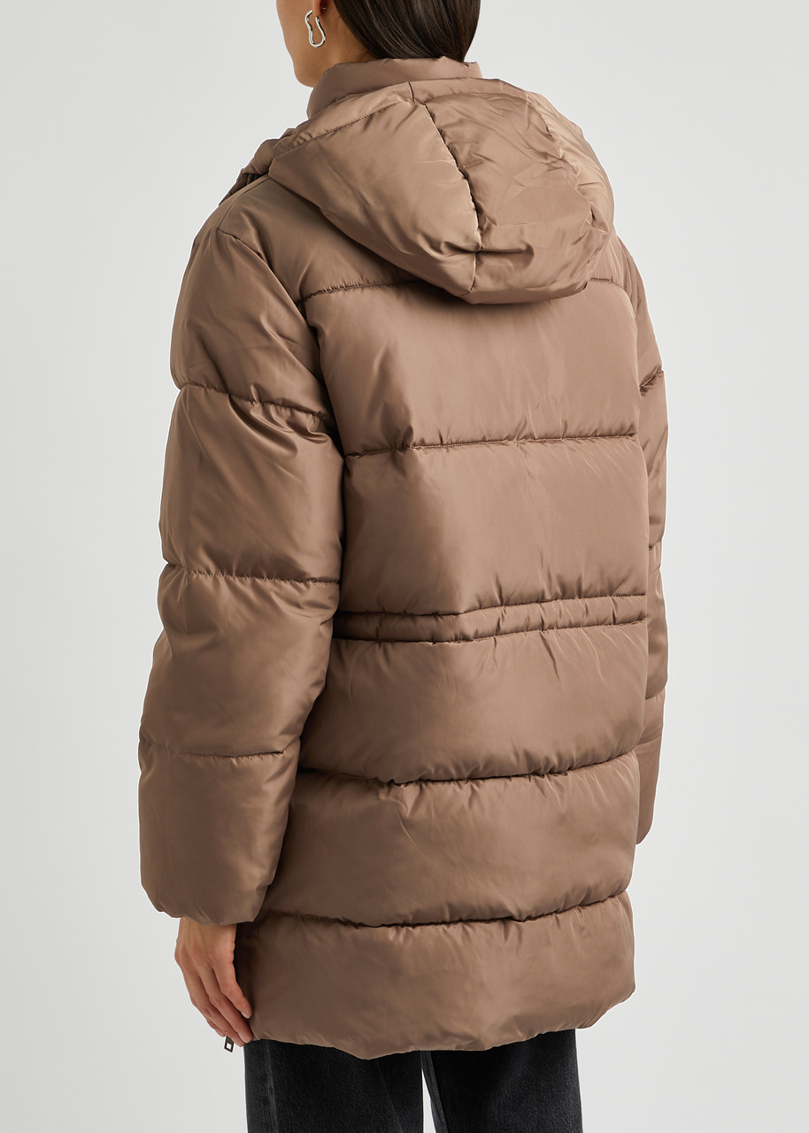  Ganni Quilted Shell Coat - Brown - L/xl 
