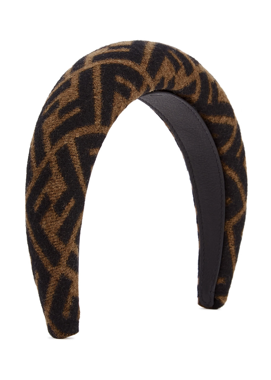 Fendi Ff-jacquard Wool-blend Headband - Brown - One Size