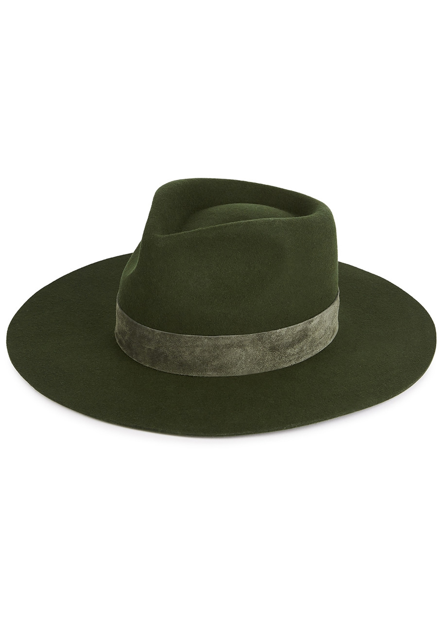 Lack OF Color Mirage Green Wool Felt Fedora - Dark Green