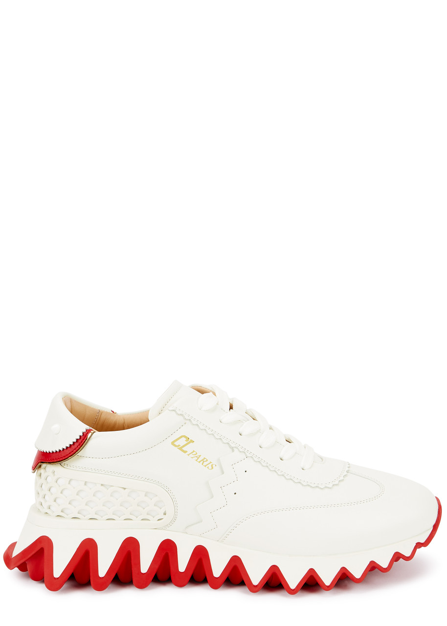Christian Louboutin Loubishark Donna White Leather Sneakers - White And Red - 2